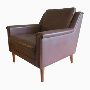 Mid-Century Danish Brown Leather Lounge Chair, 1960s