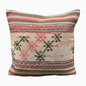 Handgefertigter Schwarz-Rosa Wollteppich