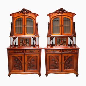 Buffets Monumental Art Nouveau par Maison Gouffé Jeune 1902 Paris en Acajou Judgedstil, Set de 2