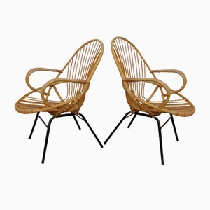 Chaises Mid-Century en Bambou par Rohé Noordwolde, Pays-Bas, 1950s, Set de 2, Set de 2