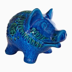 Rimini Blu Ceramic Piggy Bank by Aldo Londi for Bitossi, Italy, 1960s