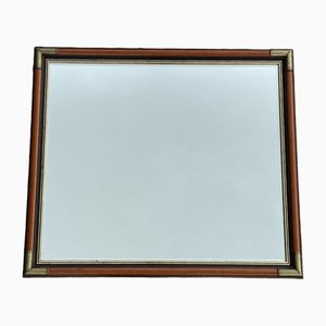 Military Campaign Wall Beveled Mirror in Original Brass Corners