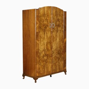 Art Deco Large Burr Walnut Wardrobe
