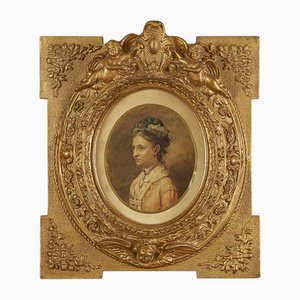 Albert Schickedanz, Portrait of a Lady, Late 1800s, Watercolor on Cardboard, Framed