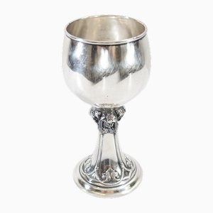 Sterling Silver Religious Chalice Goblet with Grape Motif, 1920s