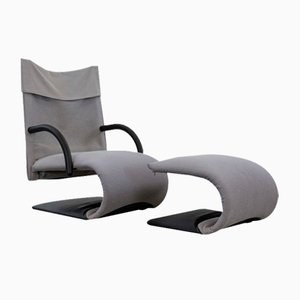 Zen Armchair with Footstool by Claude Brisson for Ligne Roset, 1980s, Set of 2