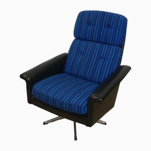 Skai Leather Lounge Chair & Stool, 1960s, Set of 2
