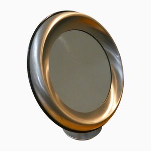 Tischspiegel aus satiniertem Stahl von Gaetano Missaglia, 1960er