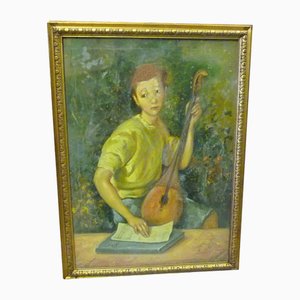 Antonio Bresciani, Mandolin Player, 1960s, Oil on Canvas