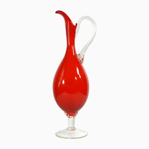 Caraffa in vetro rosso di Empoli, Italia, anni '70