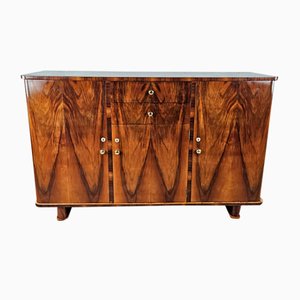 Antique Art Deco Sideboard in Walnut Root with Brass Knobs, 1930