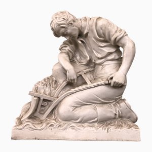 Sculpture Décorative en Plâtre Émaillé d'un Fermier, 1930s