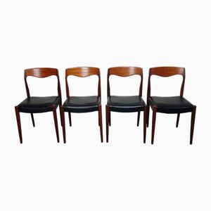 Vintage Scandinavian Teak and Skai Chairs from DLG Moller, 1960s, Set of 4