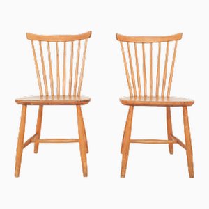 Spindle Back Dining Chairs, 1950s, Set of 2