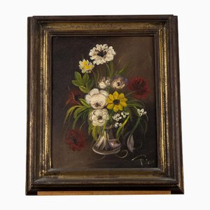 Natura morta con fiori, XX secolo, Olio su tavola, con cornice