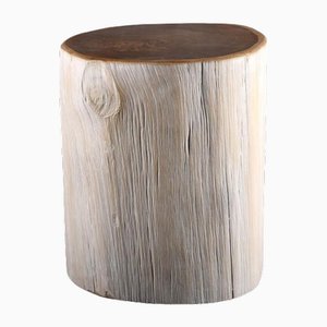 Elfenbeinfarbener Beistelltisch mit Rollen, 20. Jahrhundert