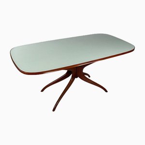 Mid-Century Italian Modern Wood and Back-Painted Glass Dining Table, 1960s