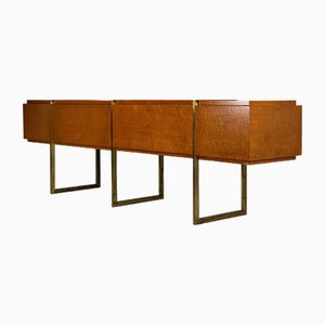 Mid-Century Burlwood and Brass Sideboard