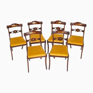 Regency Dining Chairs with Brass Inlay, Set of 6