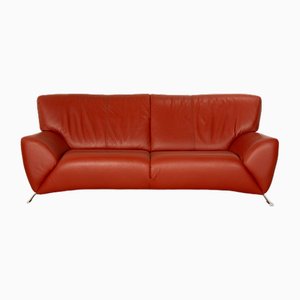 Two-Seater Orange Leather Sofa from Natuzzi