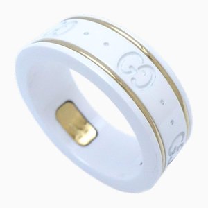Icon Ring in White Ceramic and Yellow Gold from Gucci