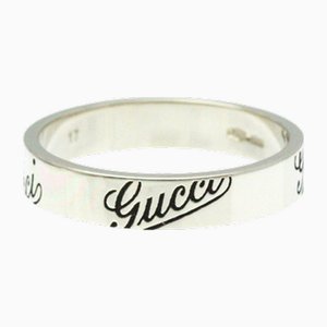 Logo Print Ring in White Gold from Gucci