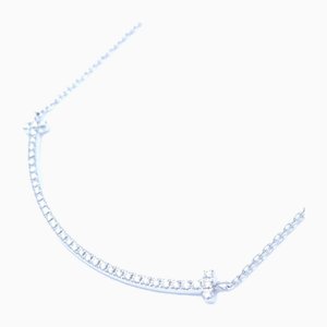 Small White Gold T Smile Diamond Necklace from Tiffany & Co.