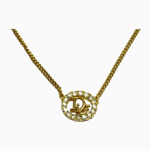 CD Goldfarbene Halskette mit Strasssteinen von Christian Dior