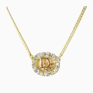 Vergoldete Halskette mit Strasssteinen aus Metall von Christian Dior