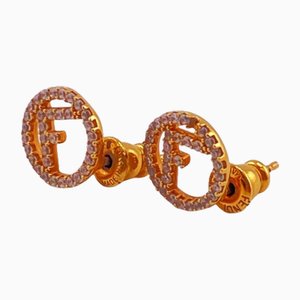 Gold FIs Rhinestone Earrings from Fendi