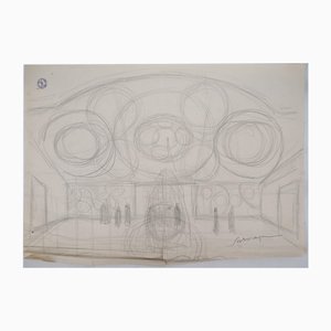 Léopold Survage, A la entrada del palacio, Dibujo a lápiz