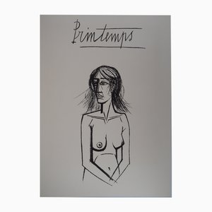 Bernard Buffet, Frontal Nude, Spring, Original Lithograph