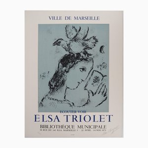 Marc Chagall, Elsa Triolet: Woman with a Bird, Original Lithograph