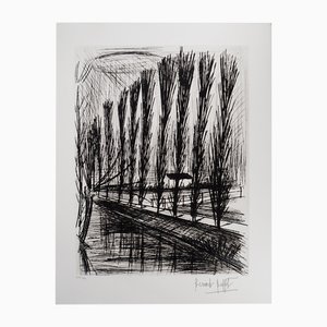 Bernard Buffet, Poplars on the Edge of the Canal, Original Enhanced Engraving
