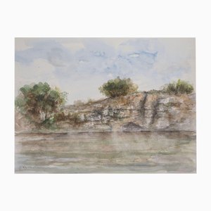 Gilbert Pastor, Riverbank, Original Watercolor