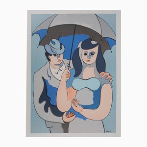 Jean Helion, Couple Under an Umbrella, Original Lithograph