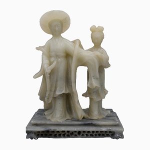 Sculpture of Young Woman and Her Servant, China, 1950