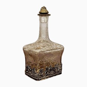 Silver Mounted Etched Glass Decanter by Berthold Muller