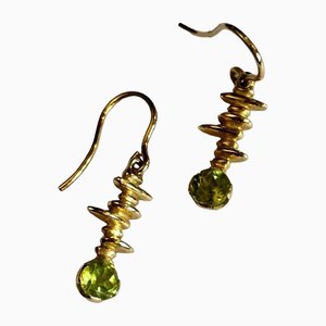 Vintage 14ct Gold Peridot Drop Earrings, Set of 2