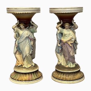 Porcelain Figural Centerpieces, Set of 2