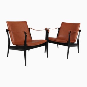 Mid-Century Modern Safari Lounge Chair attributed to Ebbe & Karen Clemmensen for Fritz Hansen, 1960s