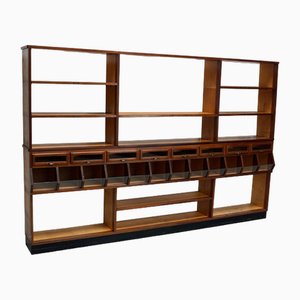 Large Dutch Mahogany and Beech Grocery Store / Haberdashery Shop Cabinet, 1950s