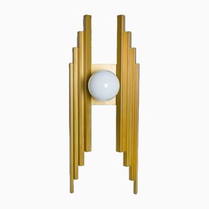 Large Pipe Organ Clear & Gold Brass Wall Light, 1970s