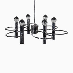 Lampadario Spider cromato attribuito a Gaetano Sciolari, 1969