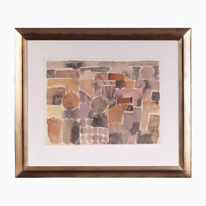 Eduard Bargheer, Southern Garden, Watercolour Drawing, Framed