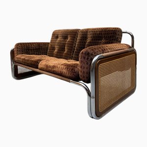 2-Seater Sofa in Chrome, Velour & Wicker from Habitat, 1970