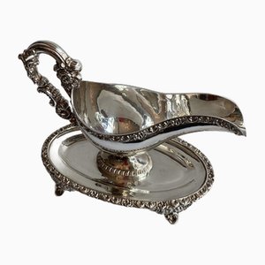 Gravy Boat with Silver Tray, Set of 2