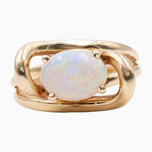 Vintage 14k Yellow Gold Ring with Opal, 1970s