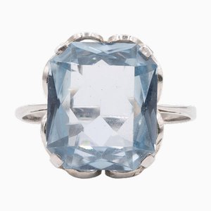 Vintage 18k White Gold Ring with Synthetic Blue Spinel