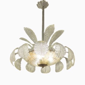 Art Deco Ninfea Murano Glass Chandelier attributed to Barovier Italy, 1940